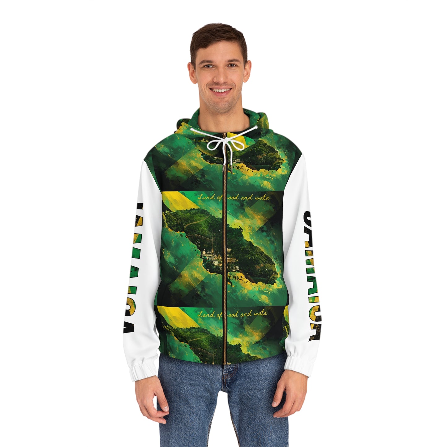 Jamaican Vibe Full-Zip Hoodie, Unisex Outdoorwear, Perfect for Festivals, Travel, and Everyday Comfort, Unique Statement Piece