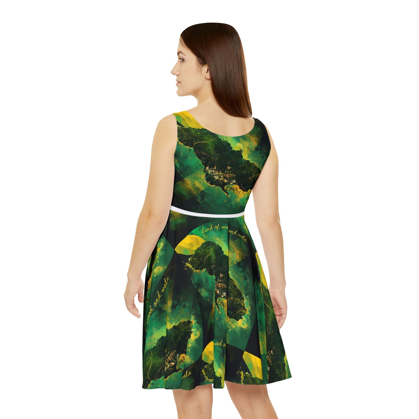 Vibrant Skater Dress - Jamaica-Inspired All Over Print for Summer Festivals and Beachwear