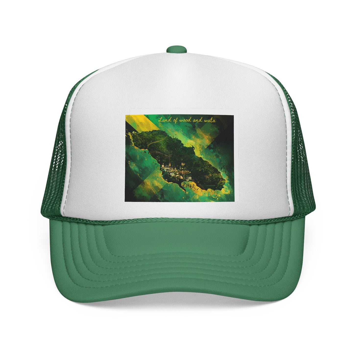 Colorful Trucker Cap with Island Design, Perfect for Summer, Beach Days, Outdoor Adventures, Gifts for Travel Lovers, Adjustable Cap