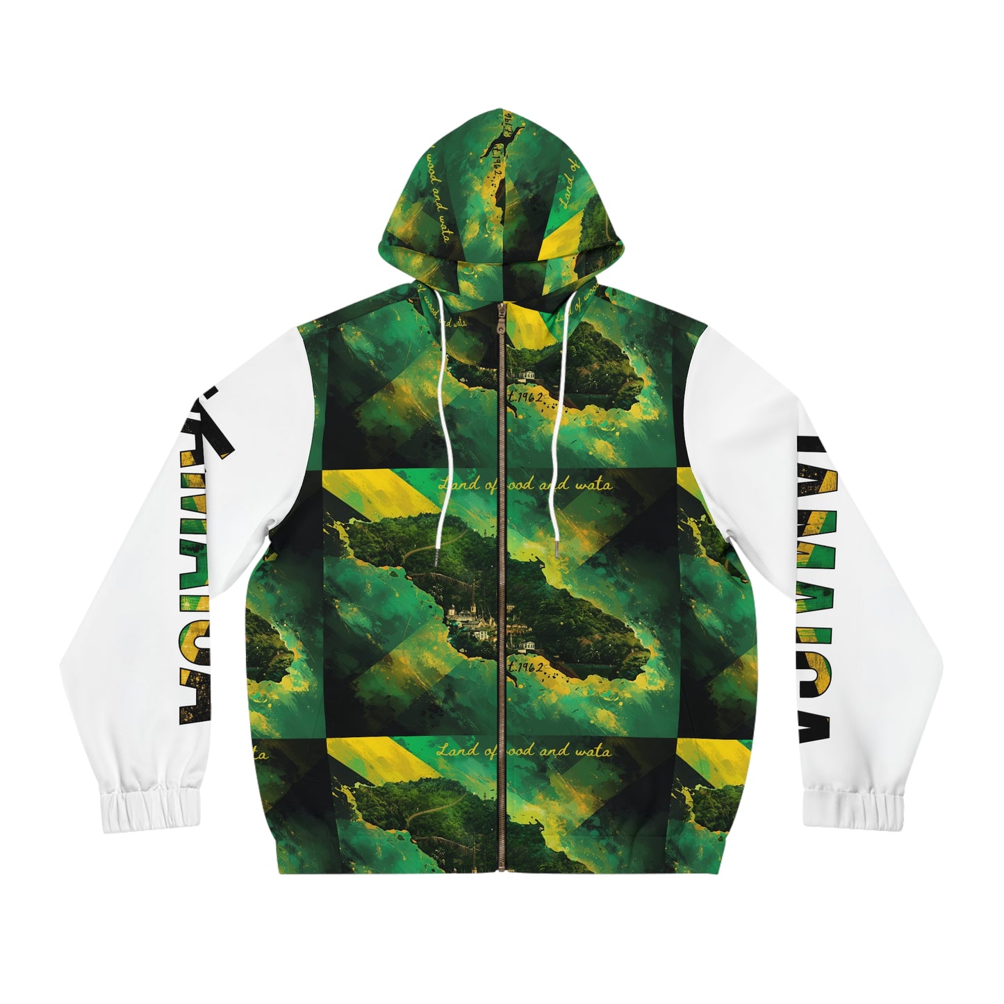 Jamaican Vibe Full-Zip Hoodie, Unisex Outdoorwear, Perfect for Festivals, Travel, and Everyday Comfort, Unique Statement Piece