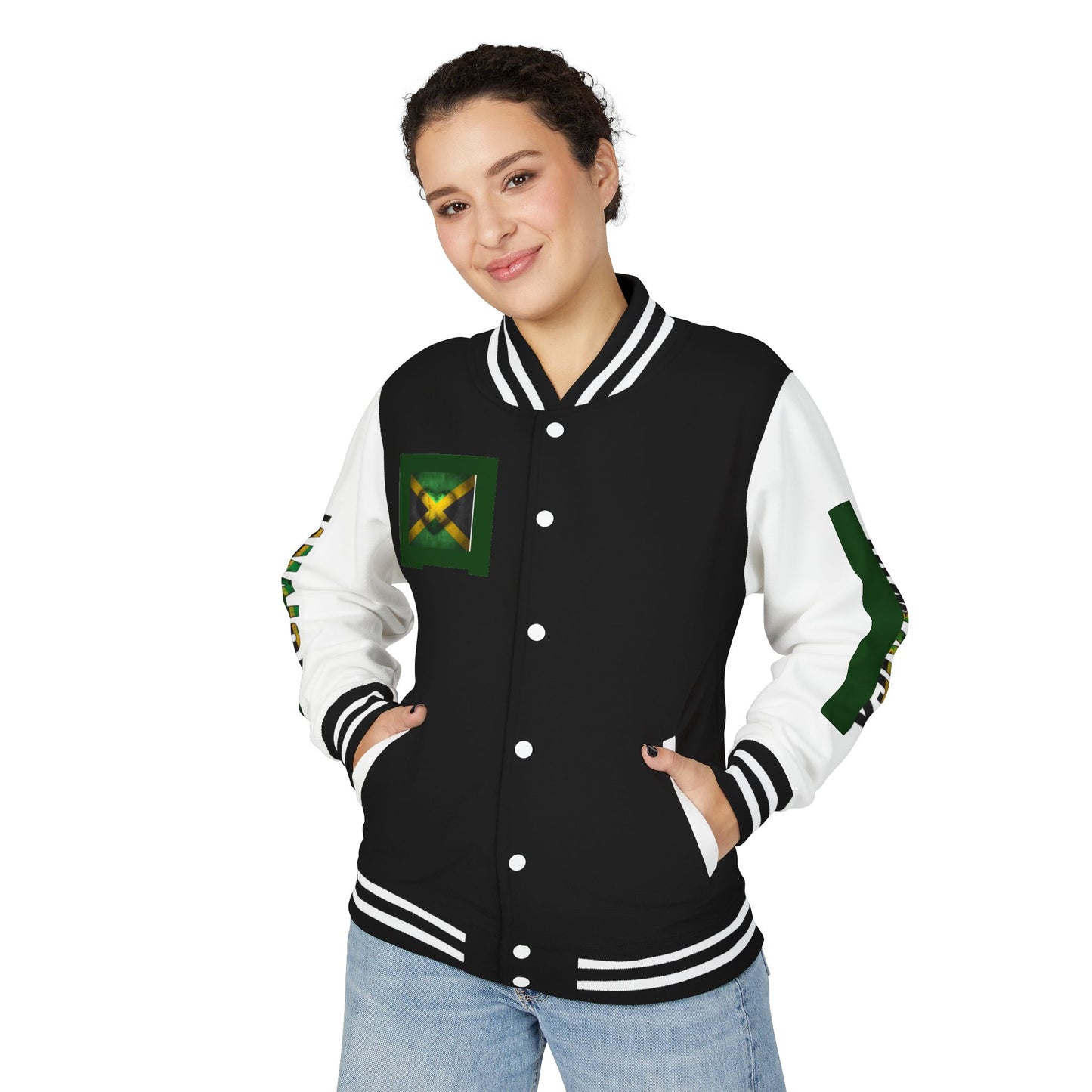 Jamaican Pride Letterman Jacket - Unisex Heavyweight, Comfortable Layering, Perfect for Celebrations, Holidays, Everyday Wear