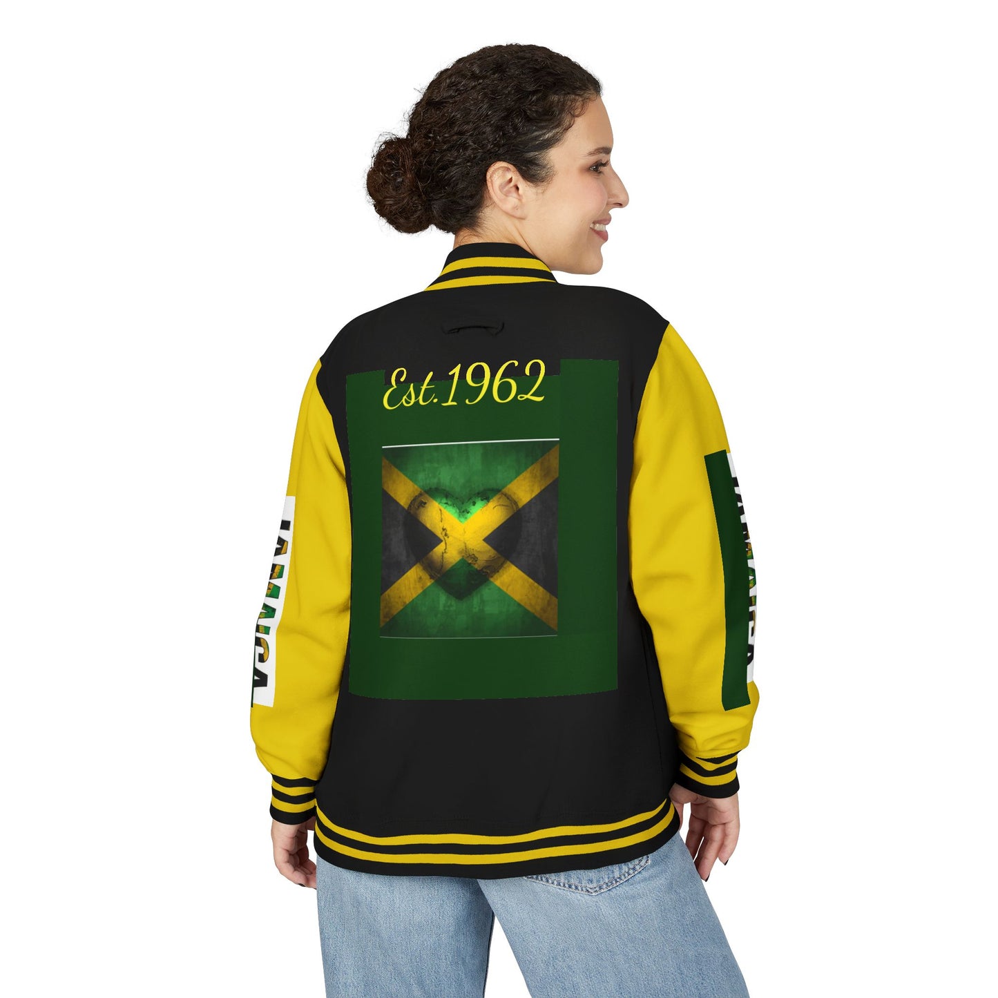 Jamaican Pride Letterman Jacket - Unisex Heavyweight, Comfortable Layering, Perfect for Celebrations, Holidays, Everyday Wear