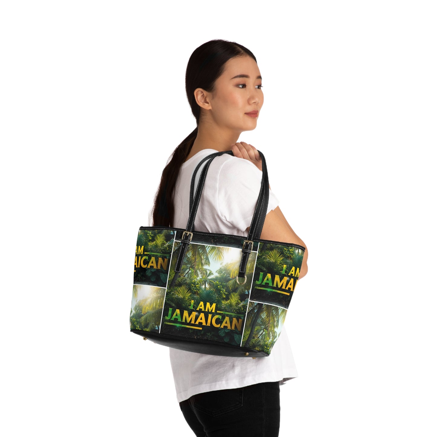 Jamaican Pride PU Leather Shoulder Bag - Stylish Tote for Everyday, Travel, Gifts, Birthday, Culture Celebration