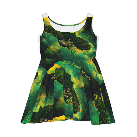 Vibrant Skater Dress - Jamaica-Inspired All Over Print for Summer Festivals and Beachwear
