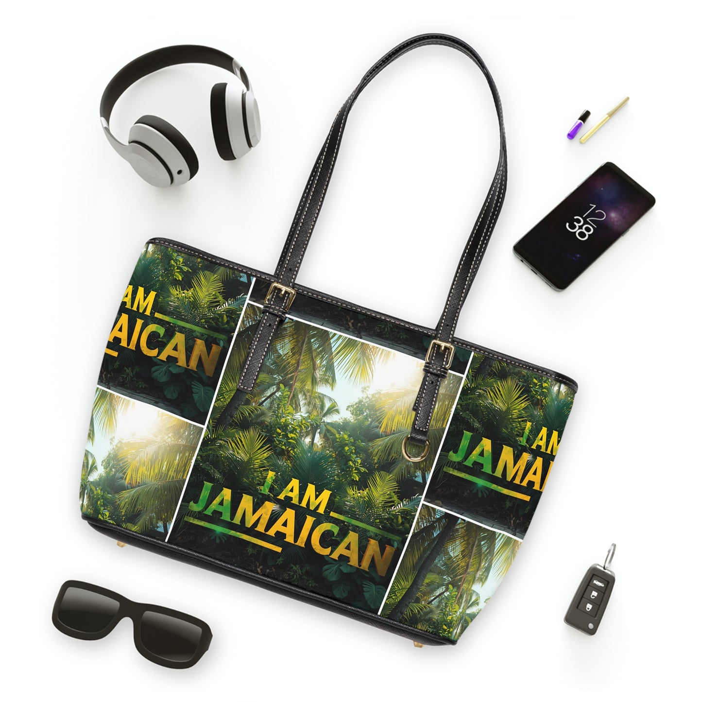 Jamaican Pride PU Leather Shoulder Bag - Stylish Tote for Everyday, Travel, Gifts, Birthday, Culture Celebration