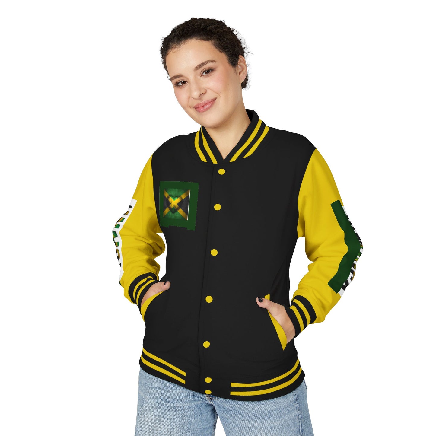 Jamaican Pride Letterman Jacket - Unisex Heavyweight, Comfortable Layering, Perfect for Celebrations, Holidays, Everyday Wear
