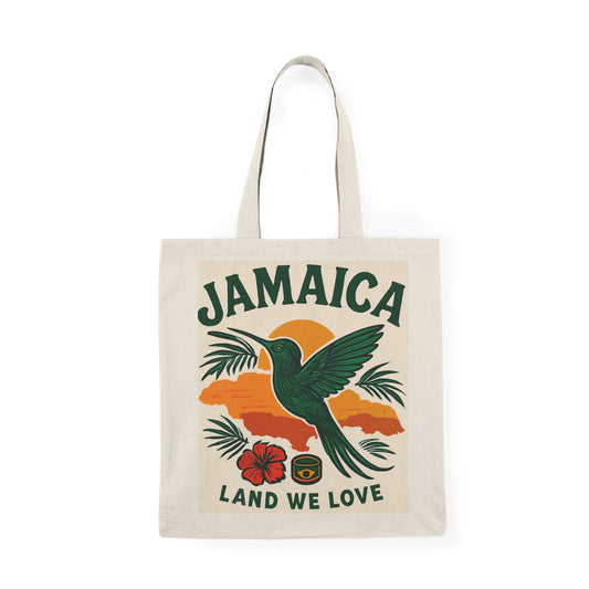 Jamaica Inspired Natural Tote Bag, Eco-Friendly Shopping Tote, Beach Bag, Gift for Travelers, Summer Accessory, Sustainable Fashion