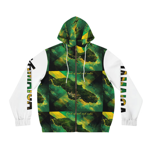 Jamaican Vibe Full-Zip Hoodie, Unisex Outdoorwear, Perfect for Festivals, Travel, and Everyday Comfort, Unique Statement Piece
