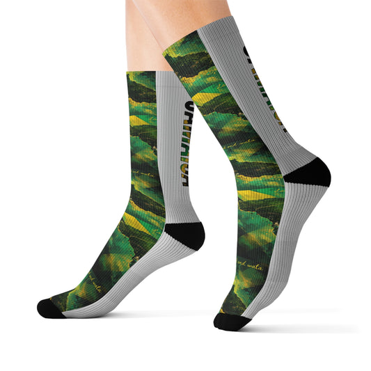 Stylish Sublimation Socks with Sparkling Green Design, Unique Gift, Fashion Socks, Trendy Accessories, Cozy Footwear, Holiday Gift Idea