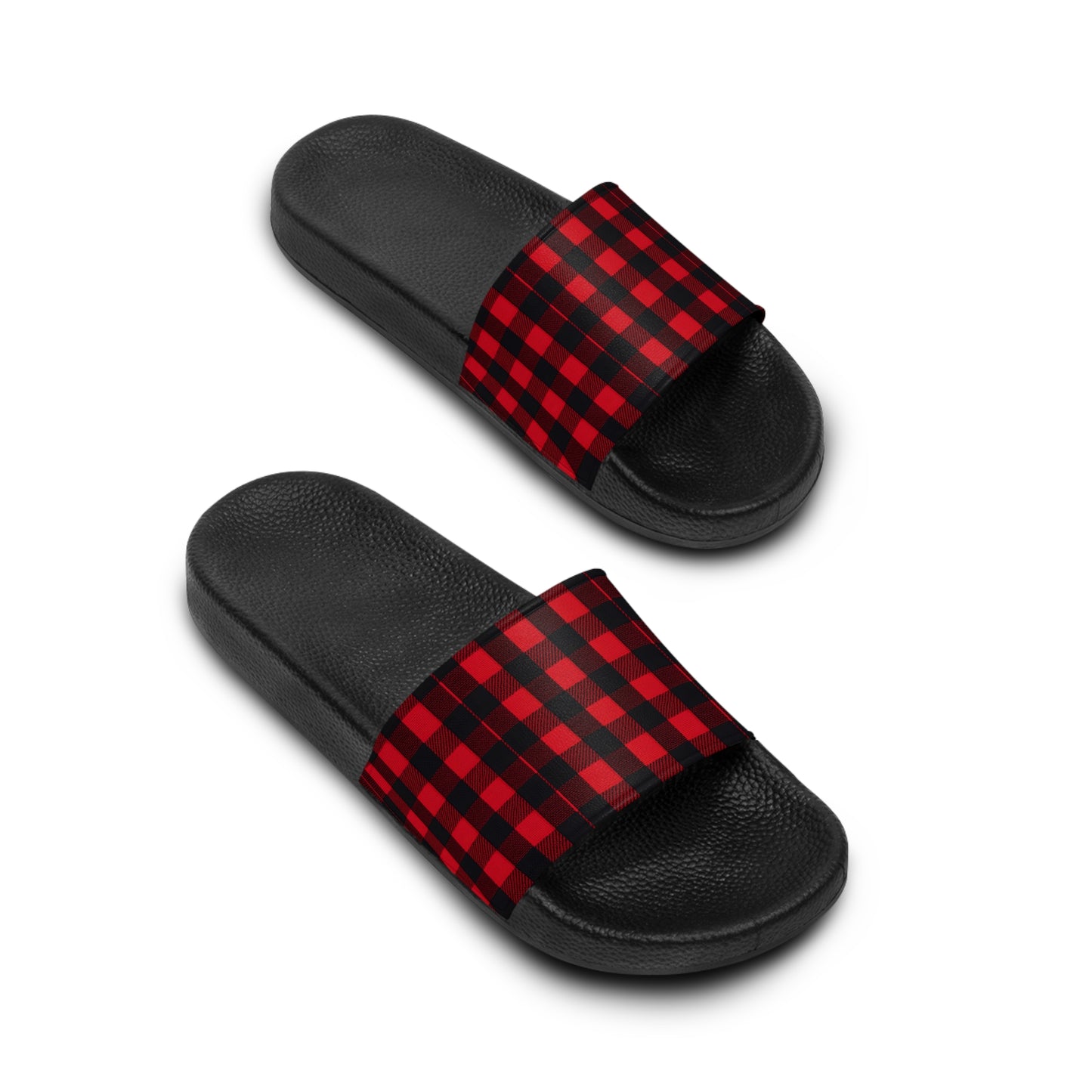 Cozy Buffalo Check Slide Sandals for Women, Stylish Summer Footwear, Trendy Poolside Slippers, Gift for Her, Casual Relaxation Shoes