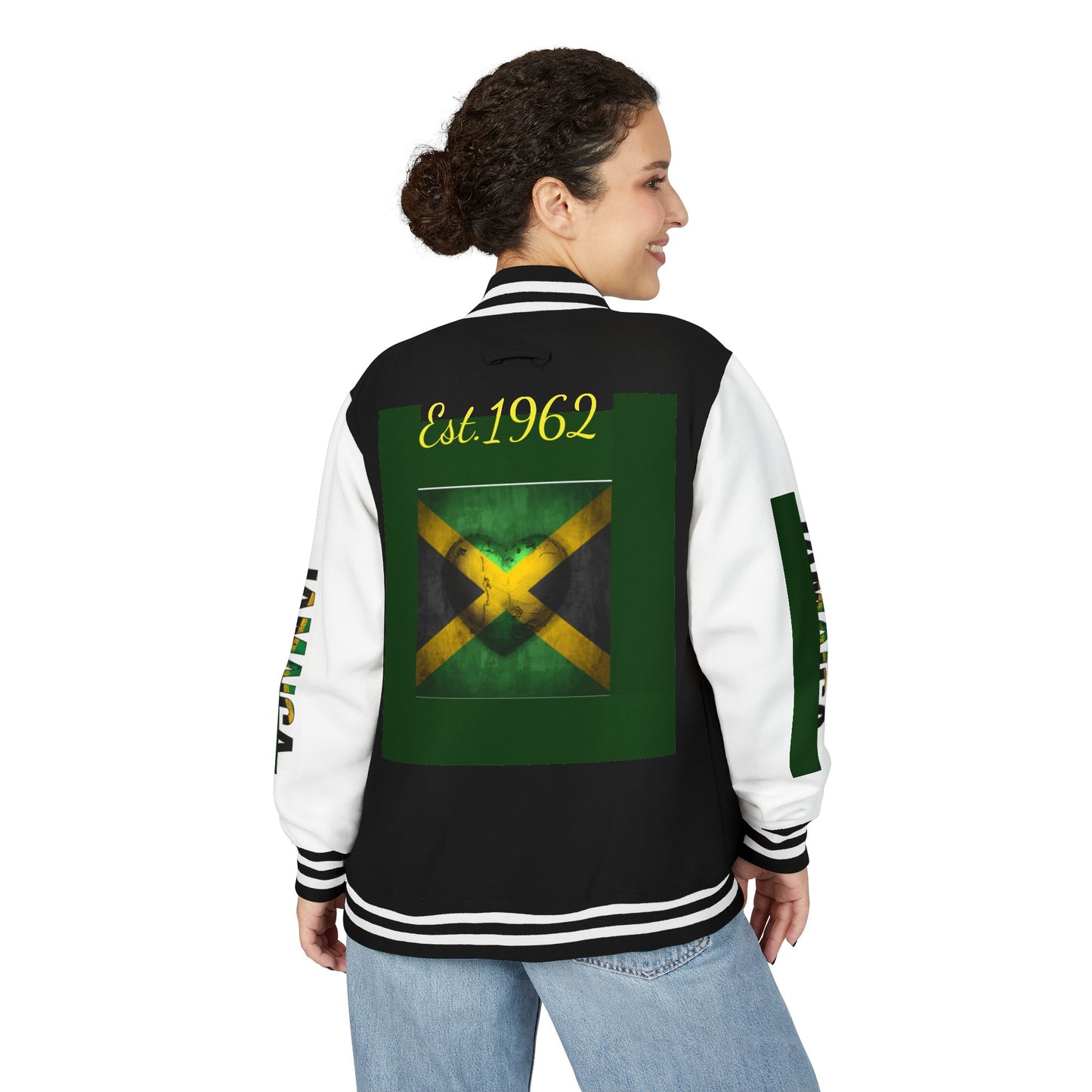 Jamaican Pride Letterman Jacket - Unisex Heavyweight, Comfortable Layering, Perfect for Celebrations, Holidays, Everyday Wear