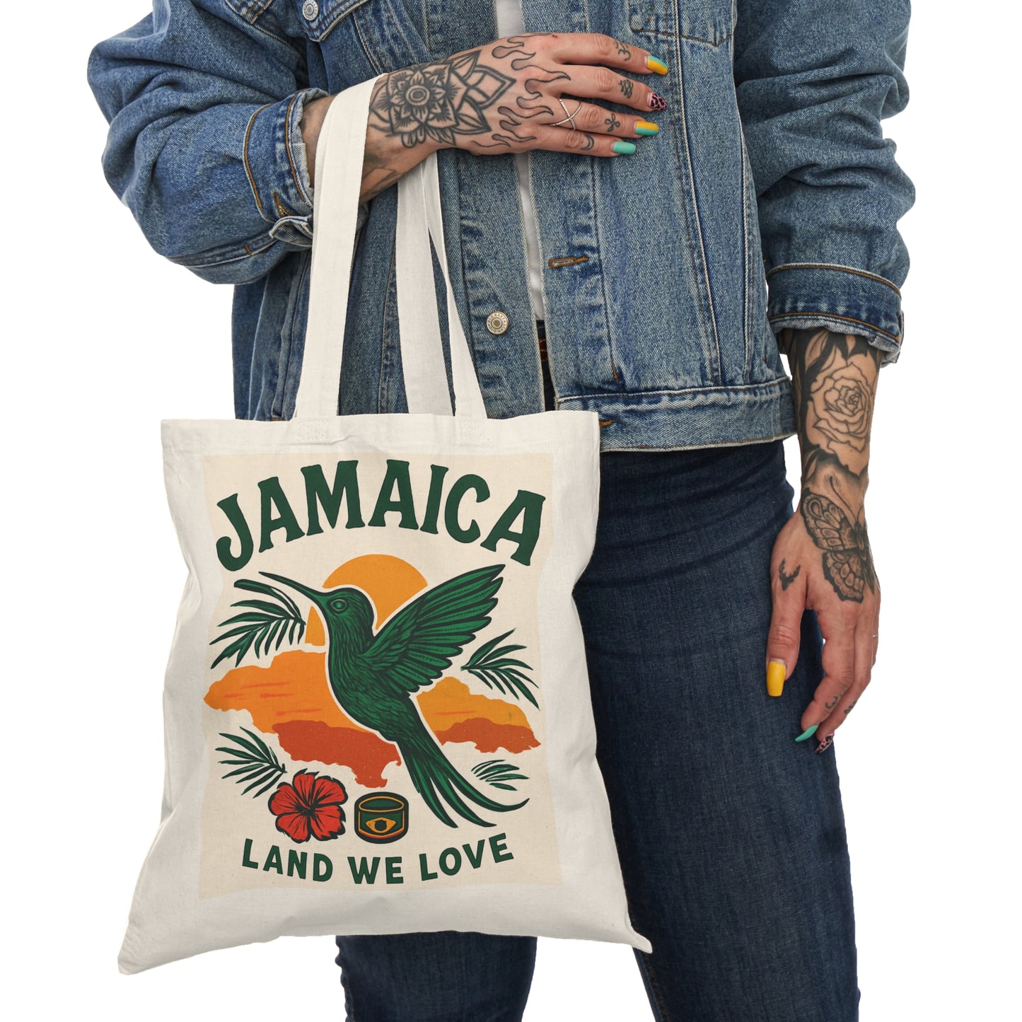 Jamaica Inspired Natural Tote Bag, Eco-Friendly Shopping Tote, Beach Bag, Gift for Travelers, Summer Accessory, Sustainable Fashion