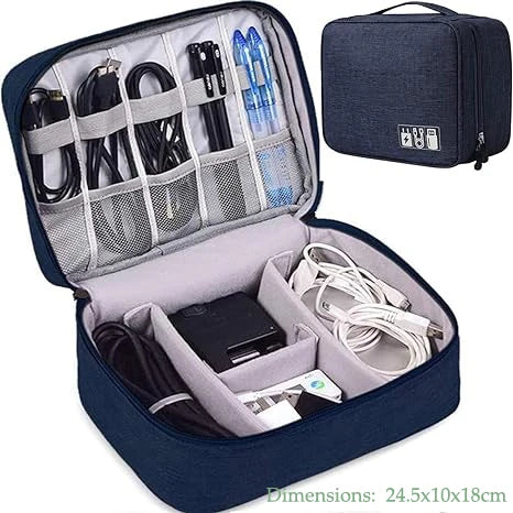 Travel Cable Organizer Bag – 1- and 2 Layer Waterproof Electronics Pouch