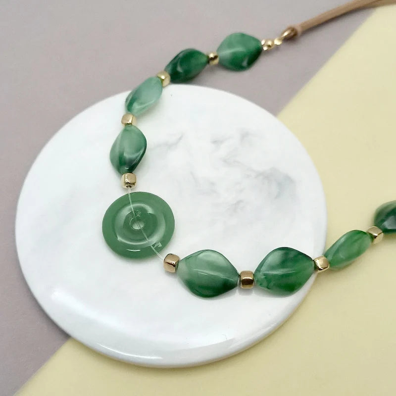Handcrafted Glass Inspired Statement Bead Necklace Unique Elegant Round Centerpiece Boho Chic Jewelry for Women Daily Wear