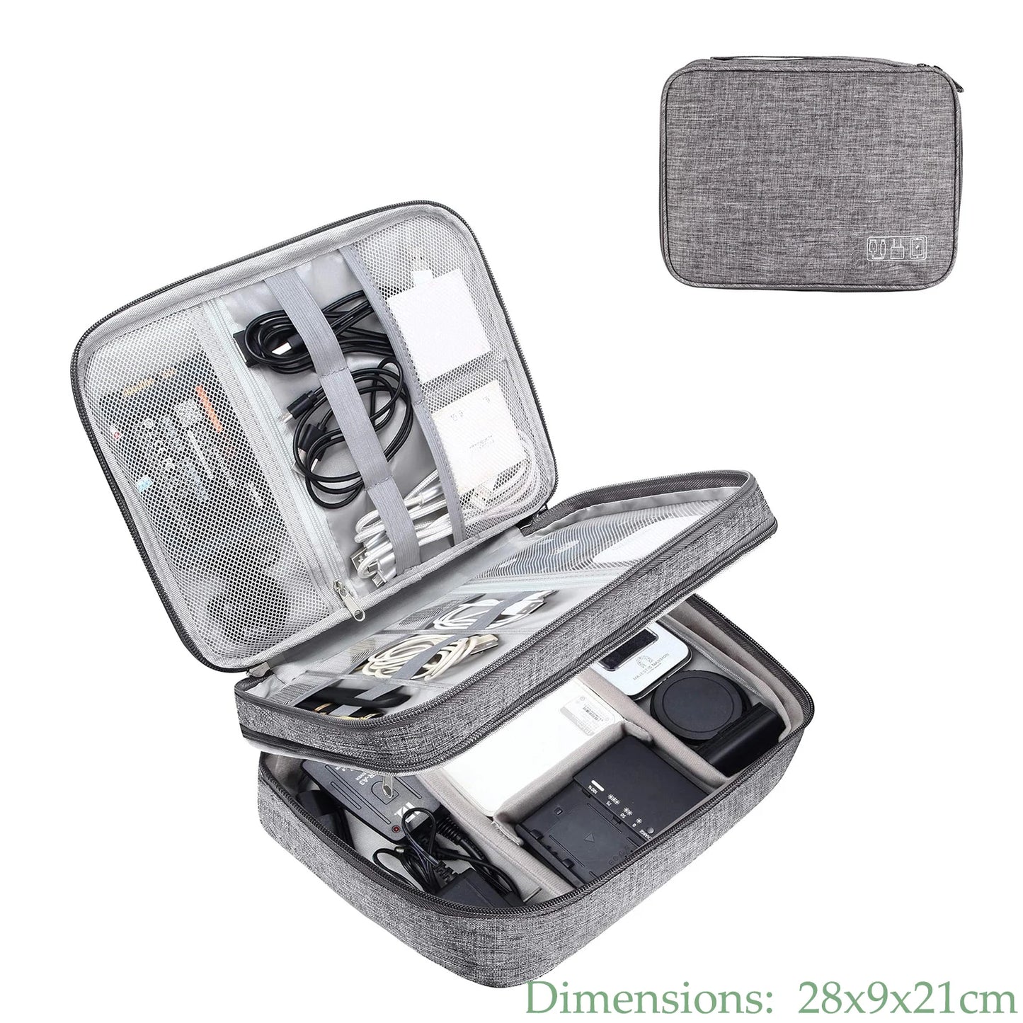 Travel Cable Organizer Bag – 1- and 2 Layer Waterproof Electronics Pouch