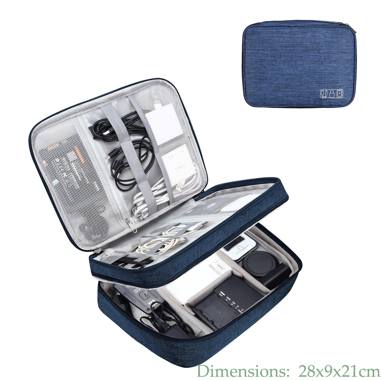 Travel Cable Organizer Bag – 1- and 2 Layer Waterproof Electronics Pouch