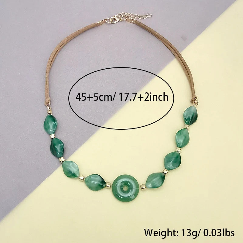 Handcrafted Glass Inspired Statement Bead Necklace Unique Elegant Round Centerpiece Boho Chic Jewelry for Women Daily Wear