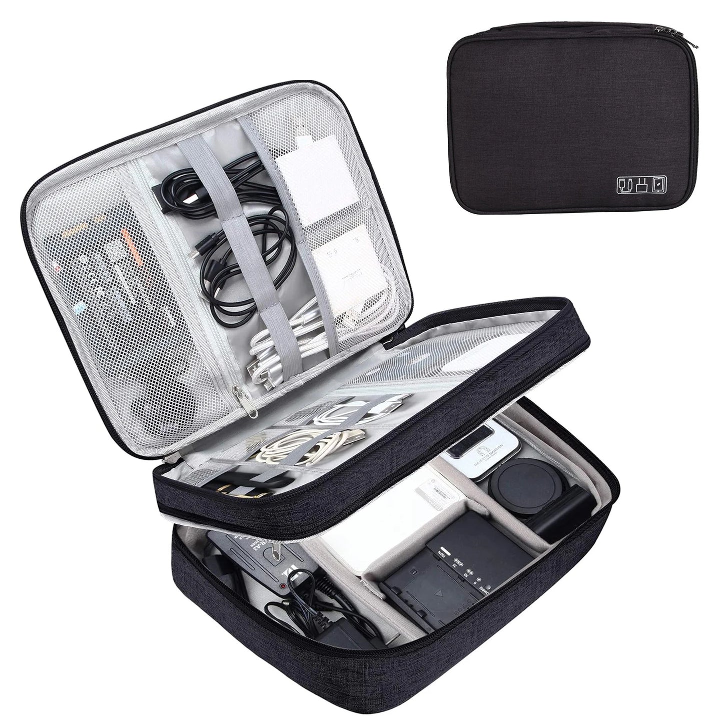 Travel Cable Organizer Bag – 1- and 2 Layer Waterproof Electronics Pouch