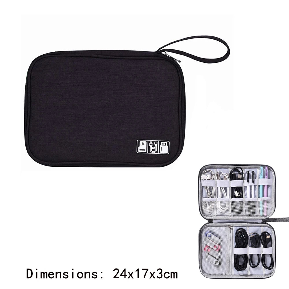 Travel Cable Organizer Bag – 1- and 2 Layer Waterproof Electronics Pouch