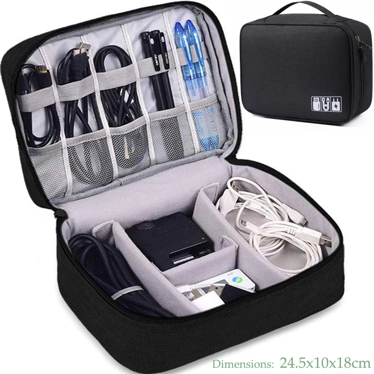 Travel Cable Organizer Bag – 1- and 2 Layer Waterproof Electronics Pouch